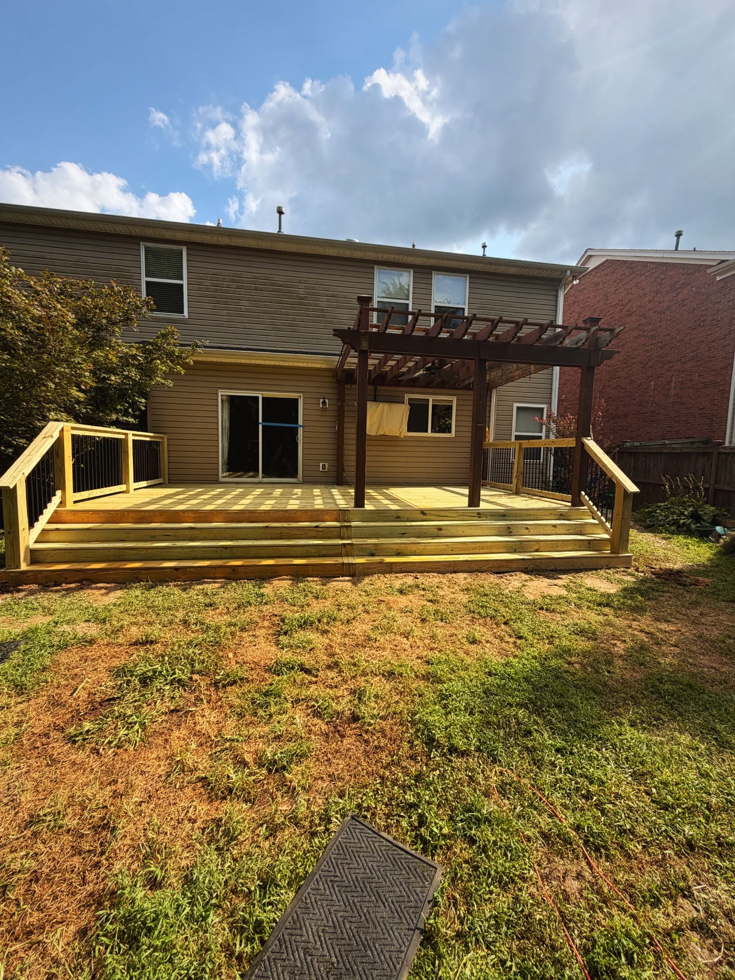 Deck steps spanning full width