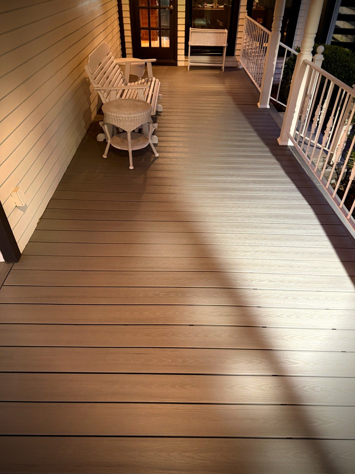 Refinished composite porch with rockers