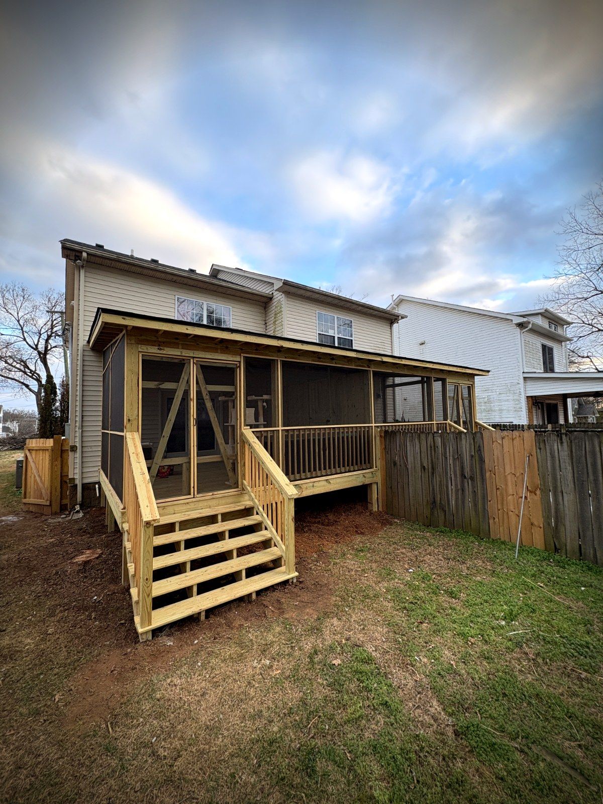 Screened porch, rear view